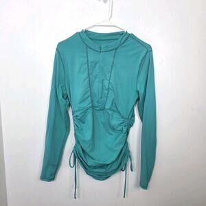 Athleta Blue 1/2 Zip Ruched Cinch Sides Fitness Stretchy Pullover Jacket Size M